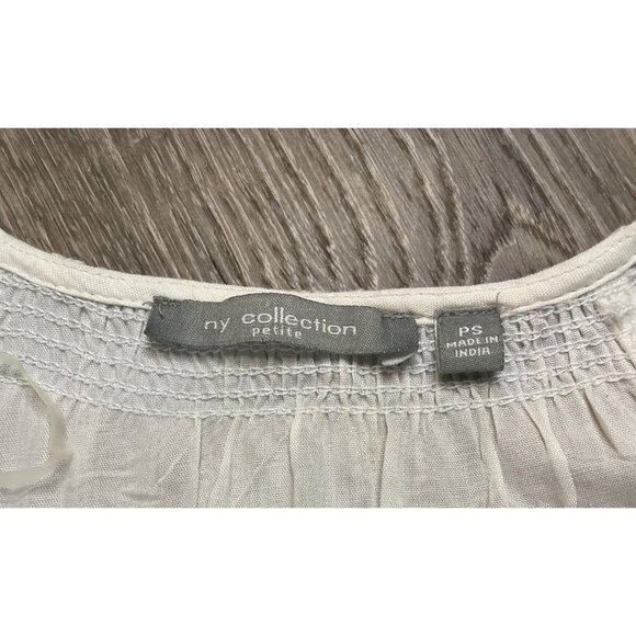 NY Collection White Embroidered Short Sleeved Boho Cotton Blouse Top Sz SP - Picture 6 of 11